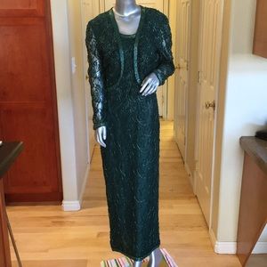 Scala vintage beaded evening gown & jacket 2PC